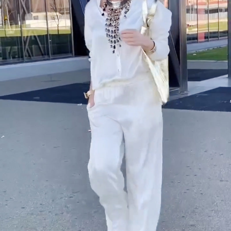 💕Limited Time 50% Off💕Women's Casual White Top & Pants Two-Piece Set💐💐