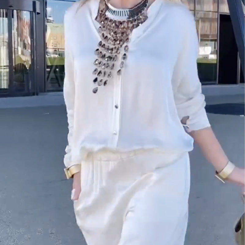 💕Limited Time 50% Off💕Women's Casual White Top & Pants Two-Piece Set💐💐