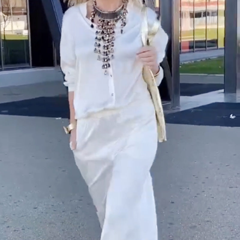 💕Limited Time 50% Off💕Women's Casual White Top & Pants Two-Piece Set💐💐