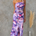 🌸Spring Specials🌸Women's Elegant Floral Print Ruched One-Shoulder Dress