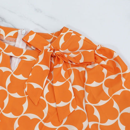 🌸Spring Specials💐 Women’s Trendy Orange Printed Dress with 3/4 Sleeves