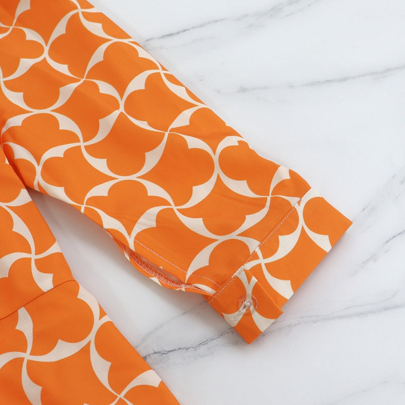🌸Spring Specials💐 Women’s Trendy Orange Printed Dress with 3/4 Sleeves