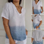 🏖️Summer Hot Sale 50% OFF🌼Women's Casual Gradient Print Ruffled V-Neck Shirt