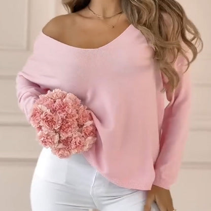 🏖️Summer Hot Sale 50% OFF🌼Women's Loose Off Shoulder Long Sleeve Top