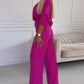 🌸Limited Time 50% Off💕Women's V-Neck Solid Color Casual Commuting Set