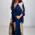 🩷Summer Special Offer🌼Full Button Down Long Shirt & Drawstring Pants Set