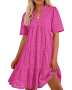 🌸Spring Specials🌸Women's Elegant Hollow Out Lace Ruffle Casual Mini Dress