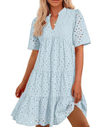 🌸Spring Specials🌸Women's Elegant Hollow Out Lace Ruffle Casual Mini Dress
