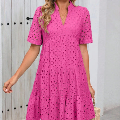 🌸Spring Specials🌸Women's Elegant Hollow Out Lace Ruffle Casual Mini Dress