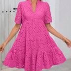 🌸Spring Specials🌸Women's Elegant Hollow Out Lace Ruffle Casual Mini Dress
