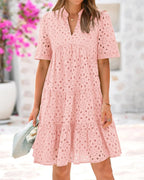 🌸Spring Specials🌸Women's Elegant Hollow Out Lace Ruffle Casual Mini Dress