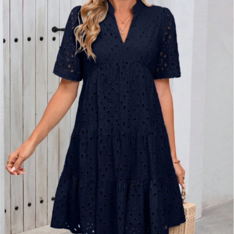🌸Spring Specials🌸Women's Elegant Hollow Out Lace Ruffle Casual Mini Dress
