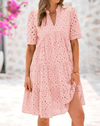 🌸Spring Specials🌸Women's Elegant Hollow Out Lace Ruffle Casual Mini Dress