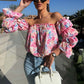 🌸🌸🌸Floral Print Smocked Off-the-Shoulder Top🌸🌸🌸