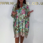 🌸LAST DAY SALE 50% OFF🌸Loose V-Neck Half-Button Front Floral Dress