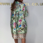 🌸LAST DAY SALE 50% OFF🌸Loose V-Neck Half-Button Front Floral Dress