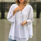 🌸50% OFF🌸Double-Layer V-neck Zipper 3/4 Sleeves Soft Tops