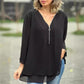 🌸50% OFF🌸Double-Layer V-neck Zipper 3/4 Sleeves Soft Tops