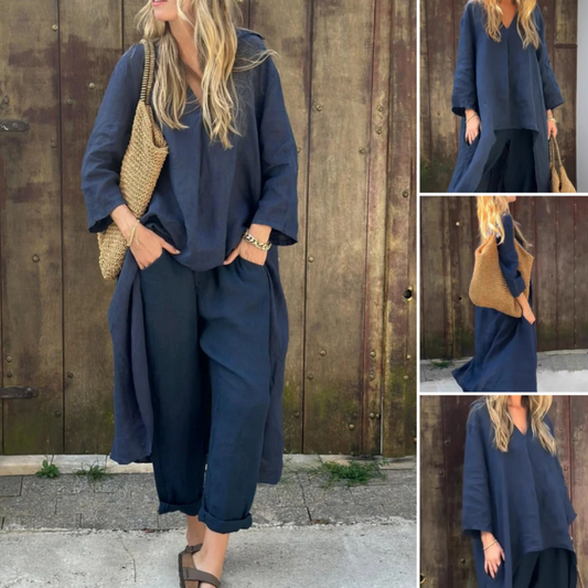 🌸🔥Big price reduction🔥Women's Summer Loose Pocket V-Neck 2-Piece Set
