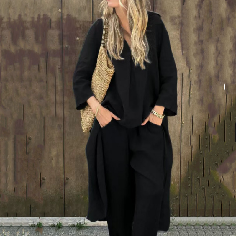 🌸🔥Big price reduction🔥Women's Summer Loose Pocket V-Neck 2-Piece Set