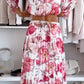 🌸Seasonal dress 50% OFF🌸Floral Print Off-Shoulder Top & Maxi Skirt Two-Piece Set