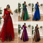 💕💕💕Women's Fashion Slant Shoulder Mesh Printed Dresses