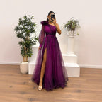 💕💕💕Women's Fashion Slant Shoulder Mesh Printed Dresses