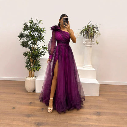 💕💕💕Women's Fashion Slant Shoulder Mesh Printed Dresses