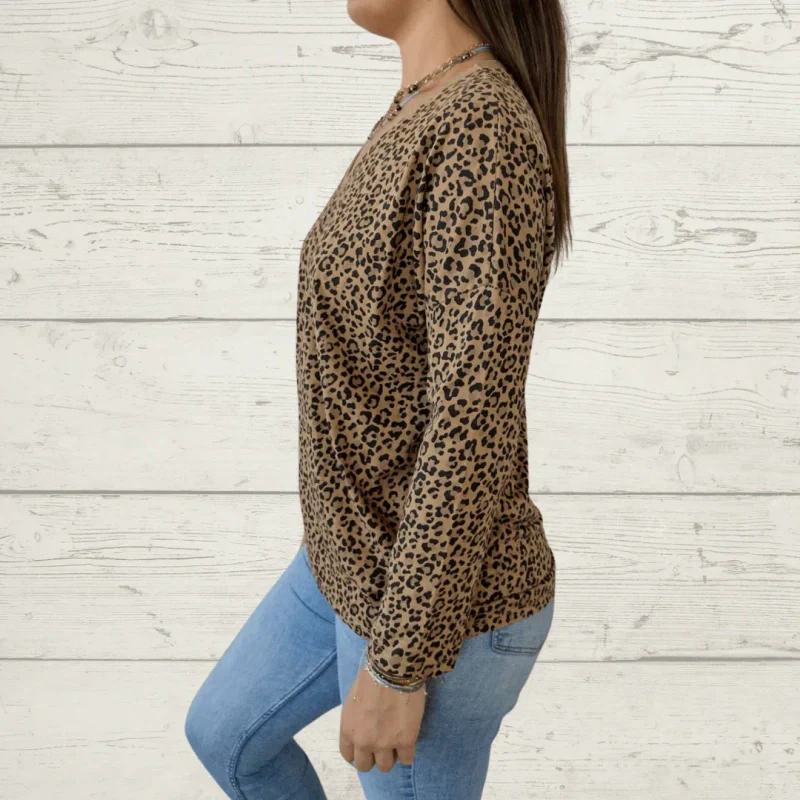 🔥Summer Sale-50% OFF🔥Stylish V-Neck Leopard Print Long Sleeve Top