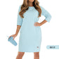 ✨Early Summer New✨Round Neck 3/4 Sleeve Dress with Pockets