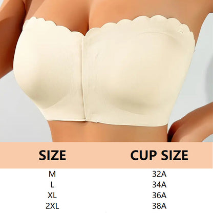 🔥 Last Day 50% OFF! 🔥 Seamless Front Closure Strapless Bandeau Bra – Comfort & Support All Day! 💖