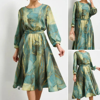 🌷Limited Time Offer 50% OFF🌷Women's Long Sleeve Fashion Printed Waist Dresses