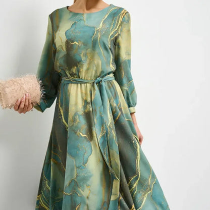 🌷Limited Time Offer 50% OFF🌷Women's Long Sleeve Fashion Printed Waist Dresses