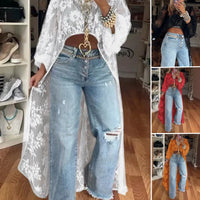 🏖️Summer Hot Sale 50% OFF🌼Lace Pattern See-Through Elegant Maxi Top