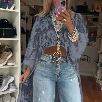 🏖️Summer Hot Sale 50% OFF🌼Lace Pattern See-Through Elegant Maxi Top