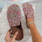 💕Limited Sale 50% OFF💕Women's Comfortable Casual Sequin Cork Slippers