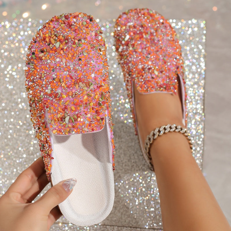 💕Limited Sale 50% OFF💕Women's Comfortable Casual Sequin Cork Slippers