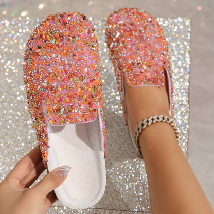 💕Limited Sale 50% OFF💕Women's Comfortable Casual Sequin Cork Slippers