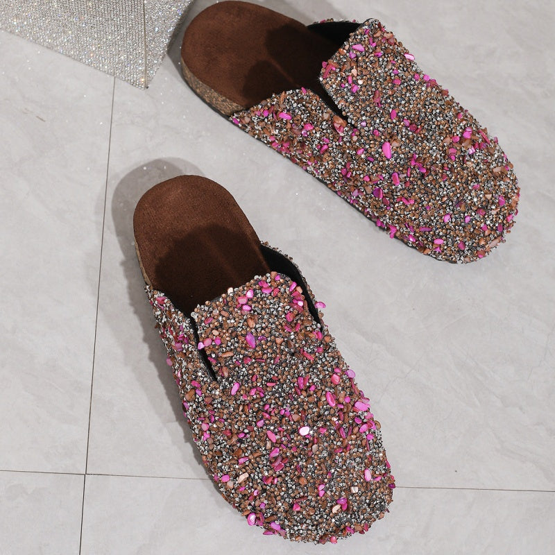 💕Limited Sale 50% OFF💕Women's Comfortable Casual Sequin Cork Slippers