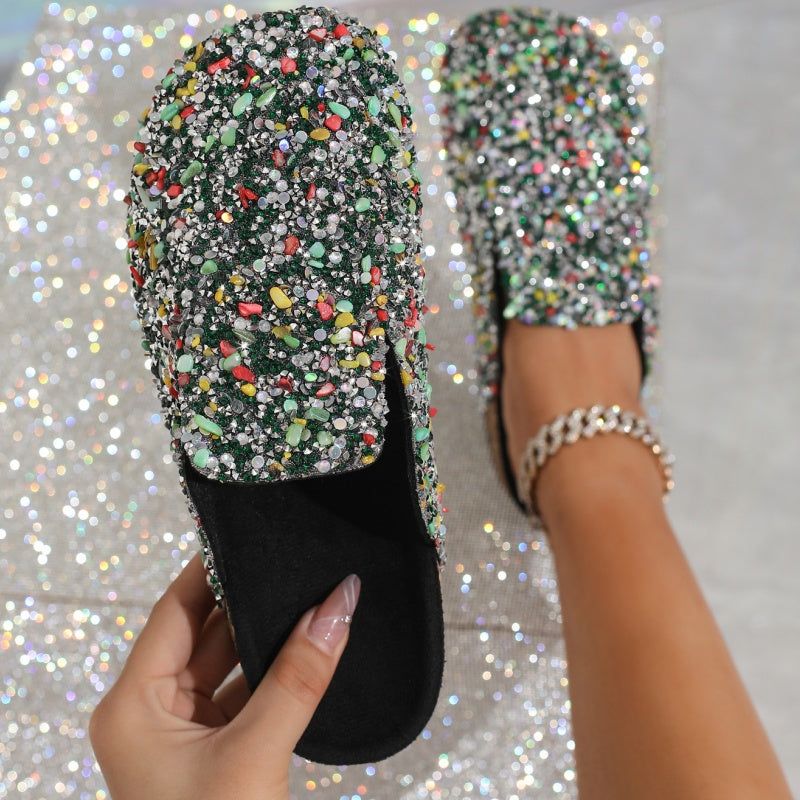 💕Limited Sale 50% OFF💕Women's Comfortable Casual Sequin Cork Slippers