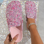 💕Limited Sale 50% OFF💕Women's Comfortable Casual Sequin Cork Slippers