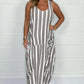 🔥Mother's Day Hot Sale 50%🔥Stripe Oversized Tie-Front Pocket Dress