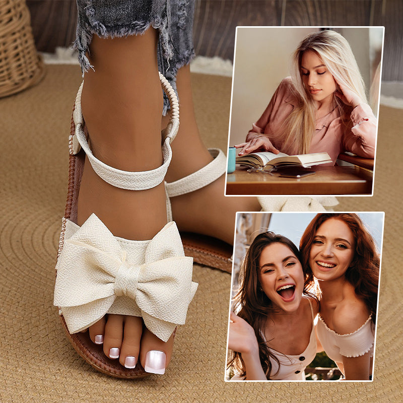 👡🌸Women's Fashion Bow Flat Sandals - 50% OFF for Goddess Day! Elegant Design🌸Comfortable Wear, Summer Essential!