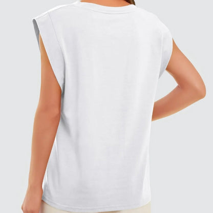 🔥Big price reduction💗 Solid Color Round Neck Cap Sleeve Top