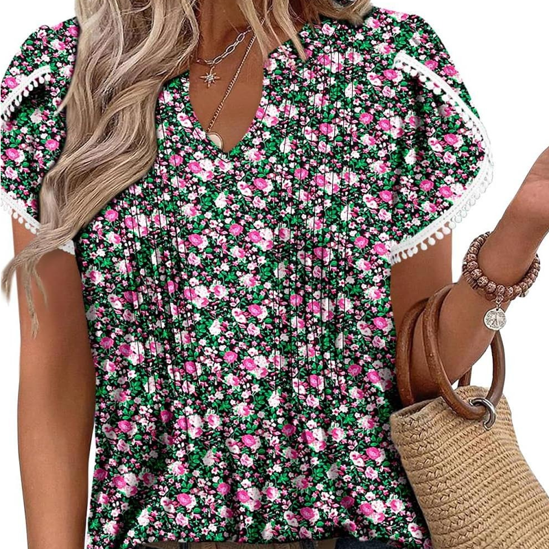 🔥NEW ARRIVAL LIMITED TIME OFFER🔥Women's Printed Short Sleeve Tunic Top