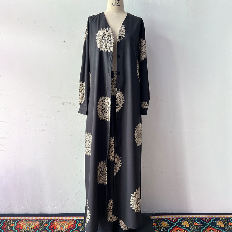 ✨Early Summer New✨Women's Loose V-Neck Top & Printed Wide Leg Pants Two Piece Set
