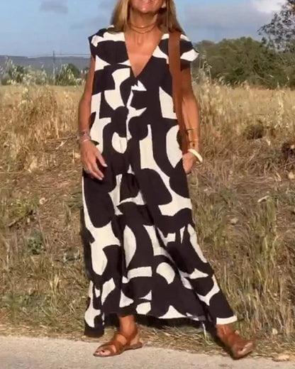 🔥Big price reduction！🔥V-Neck Print Dress