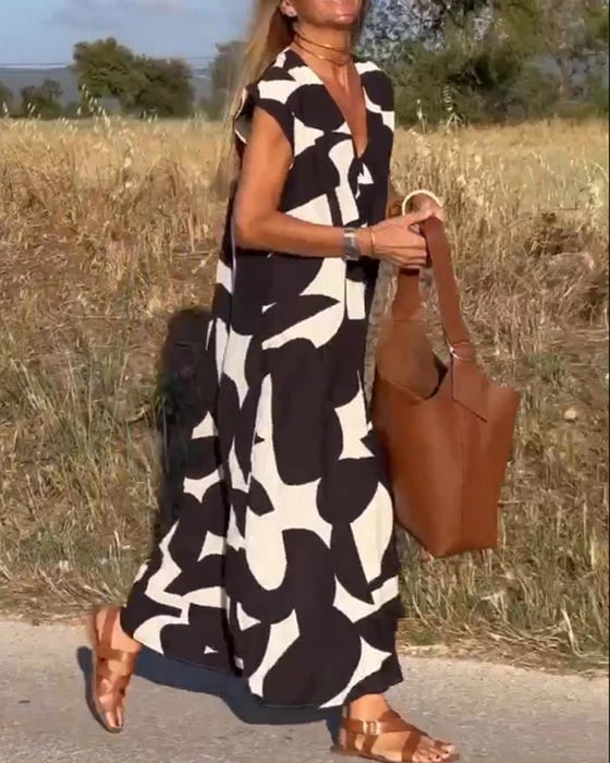 🔥Big price reduction！🔥V-Neck Print Dress