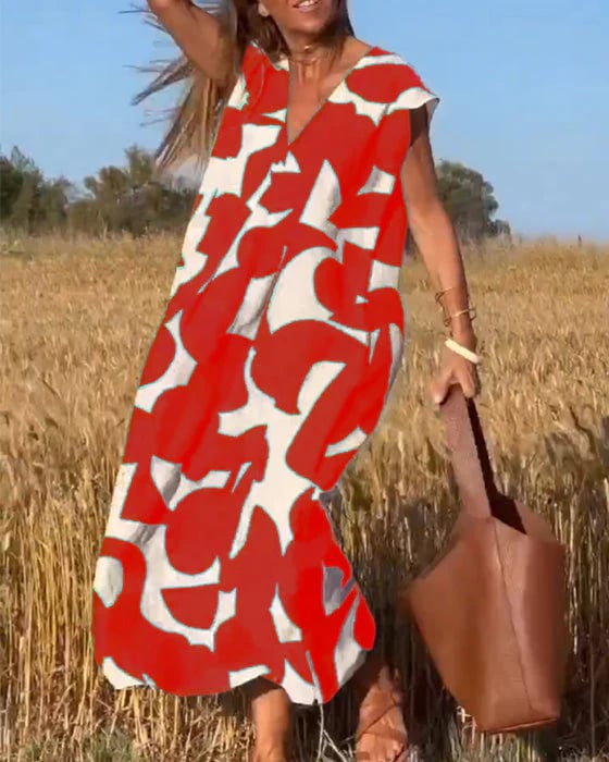 🔥Big price reduction！🔥V-Neck Print Dress