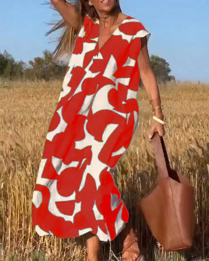 🔥Big price reduction！🔥V-Neck Print Dress